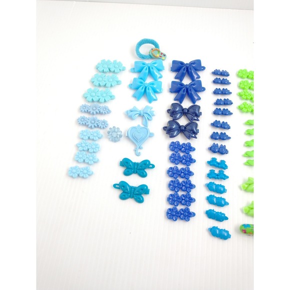 Vintage SnapTight Blue Green Barrette Lot Hair Clips 80s 90s Goody - Picture 4 of 5